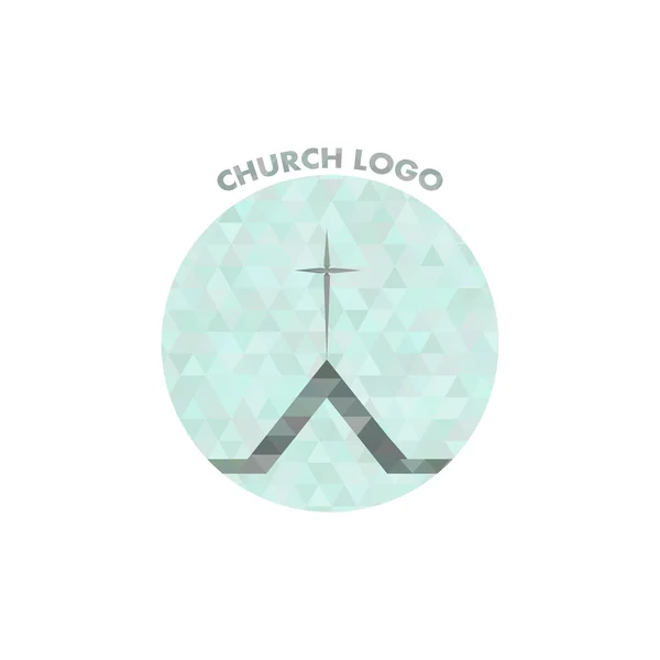 Beau logo de l'église en cristaux. croix sur le toit . — Image vectorielle