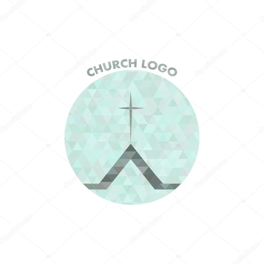 beautiful church logo in crystals. cross on the roof.