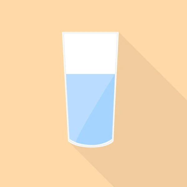 Glass of water icon. Flat icon with long shadow. — Stock Vector