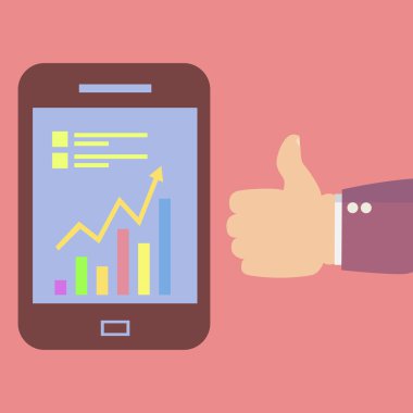 infographics ve gösterileri iyi el ile tablet. vektör