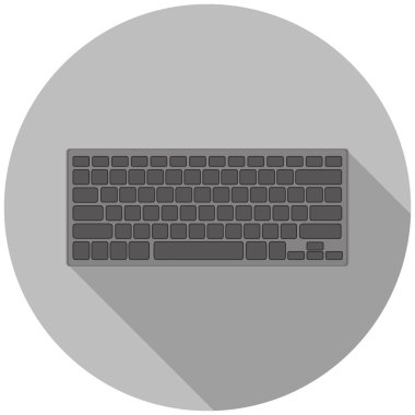 Vektör boş bilgisayar klavye düz gölge beyaz zemin üzerine