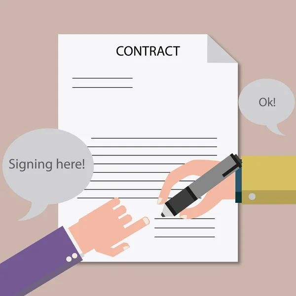 Бизнесмен подписывает бумажный договор после согласования — стоковое фото