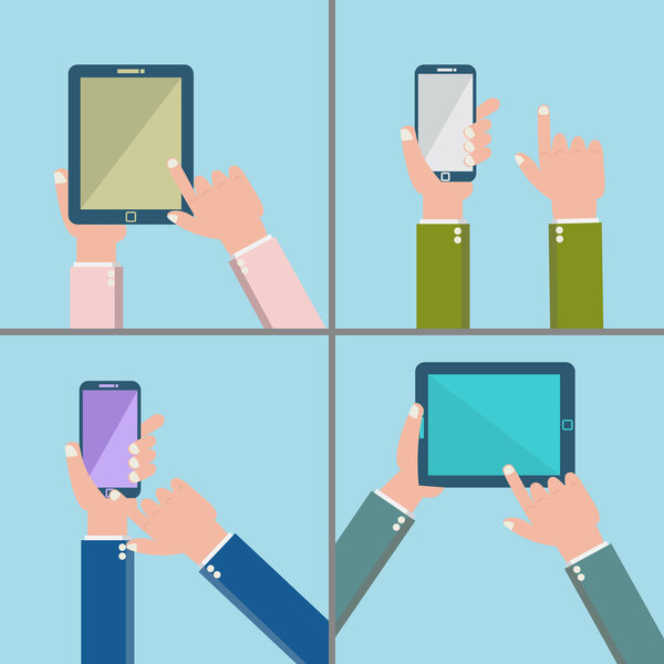 Modern flat icons vector collection in stylish retro colors of m