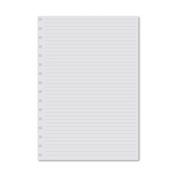 Caderno branco folha de papel — Vetor de Stock