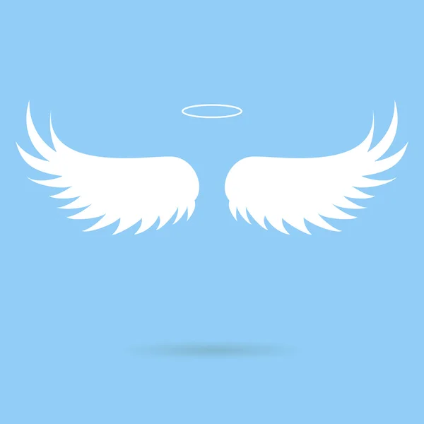 Λευκή Βίβλο φτερά φορέα σε ματ μπλε φόντο. Όμορφη απλικέ. — Διανυσματικό Αρχείο