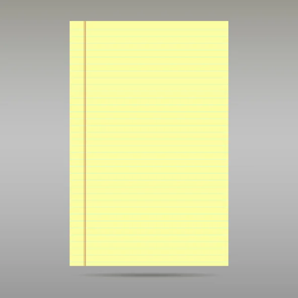 Vanliga gula styrde motion pappersark på grå bakgrund — Stock vektor