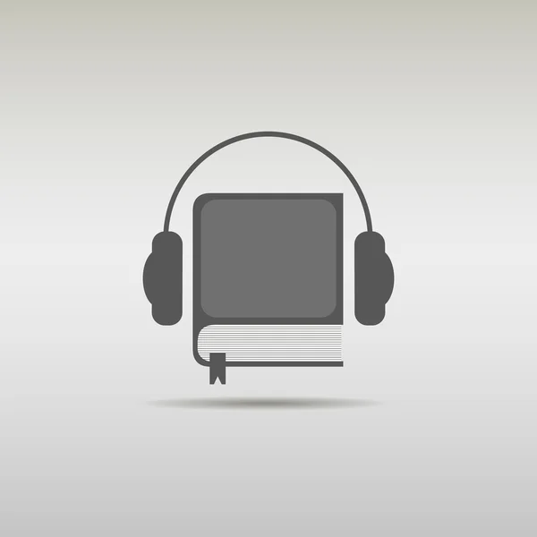 Cartel gráfico audiolibros, iconos auriculares y libros . — Vector de stock