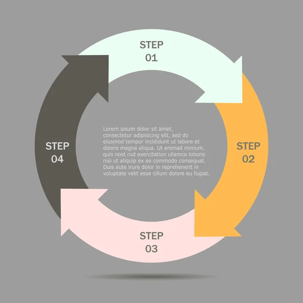 Flechas de círculo para infografía. Plantilla para diagrama, gráfico, presentación y gráfico. Concepto de negocio con cuatro opciones, partes, pasos o procesos . — Vector de stock