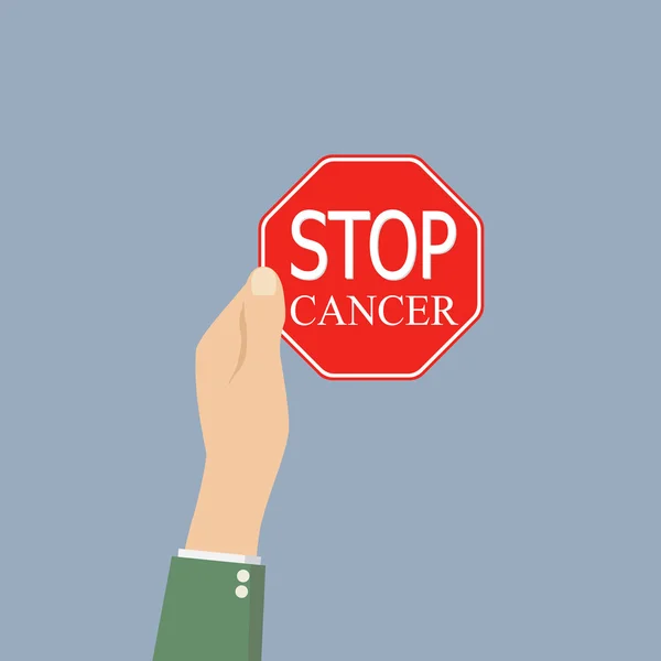 Mano tiene Stop segno del cancro — Vettoriale Stock