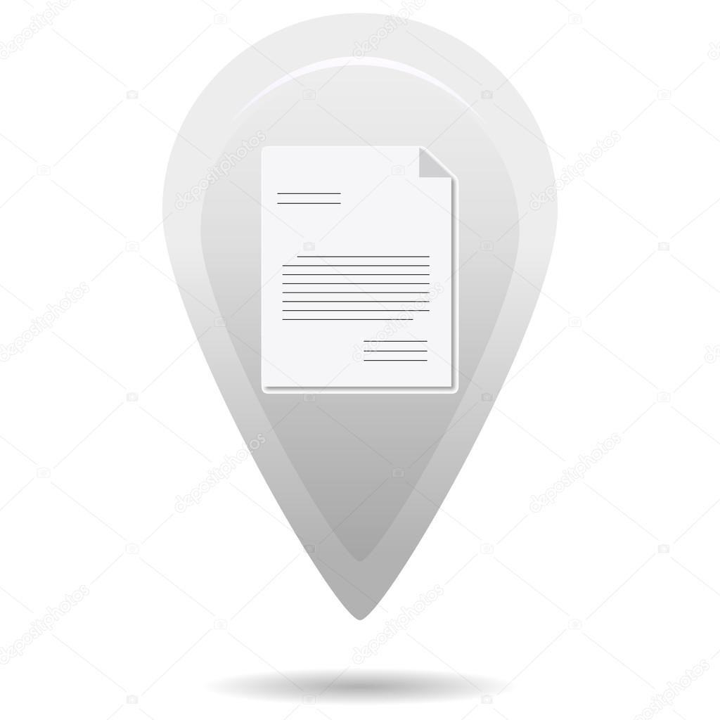 gray map pointer sign icon with document