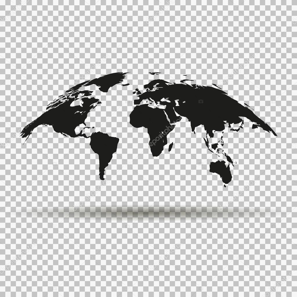 Fashionable curved map of the world in black