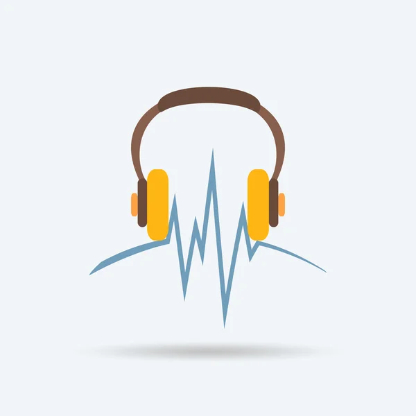 Logo para escuchar música a través de auriculares — Vector de stock