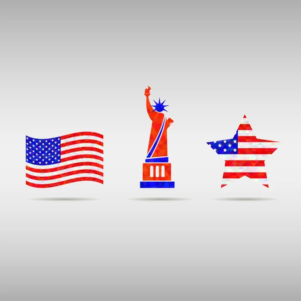 USA Elementi modello di design per il giorno dell'indipendenza. Segni di festa nazionale americana. flag, Patriot freedom Concetto — Vettoriale Stock