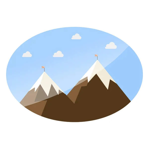 Montaña de bajo nivel de polietileno estilo. icono del logotipo para subir a las rocas — Archivo Imágenes Vectoriales