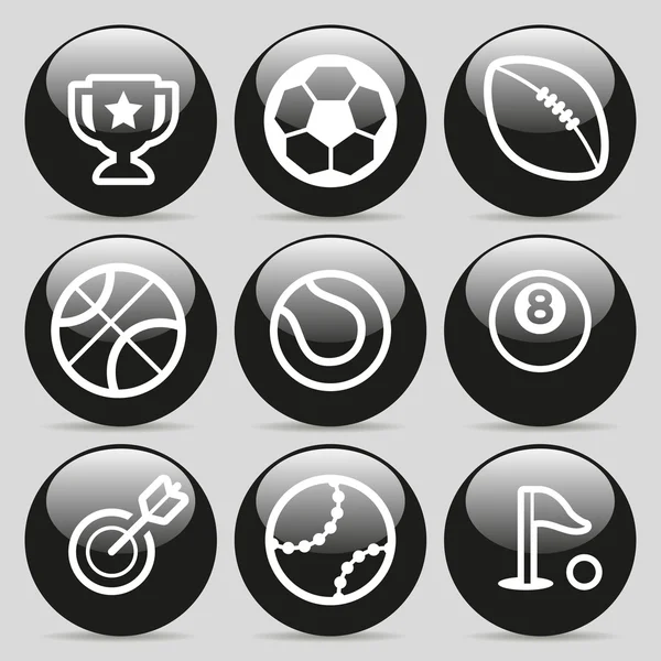 Стильный набор стеклянных кнопок с игровыми объектами — стоковый вектор