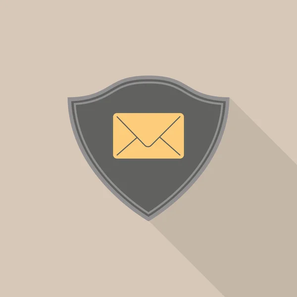 Sicurezza e-mail. SMS online disegnato sullo scudo — Vettoriale Stock