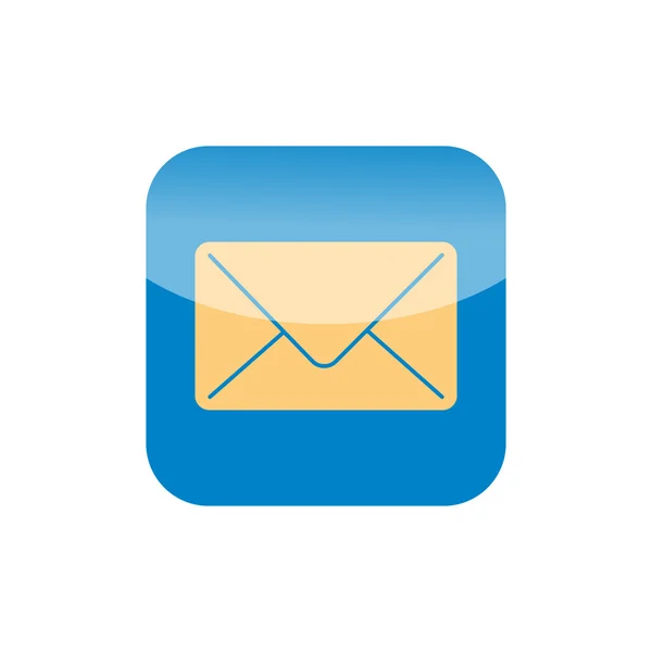 Email giallo lettera icona su sfondo blu — Vettoriale Stock