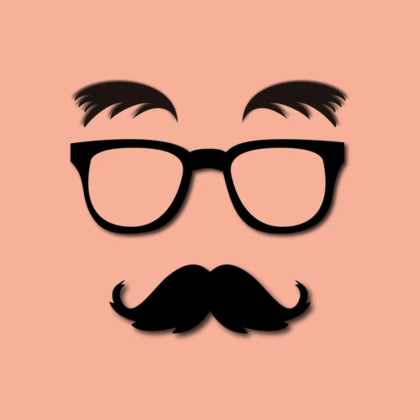 Óculos, bigode e sobrancelhas exuberantes —  Vetores de Stock
