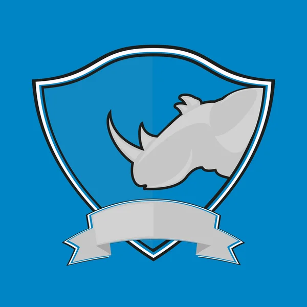 Rhino logo na štítu. prostor pro nápisy nebo tým firmy — Stockový vektor