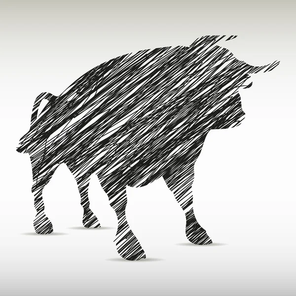 Silhouet van een stier getrokken. Bedrijfslogo — Stockvector