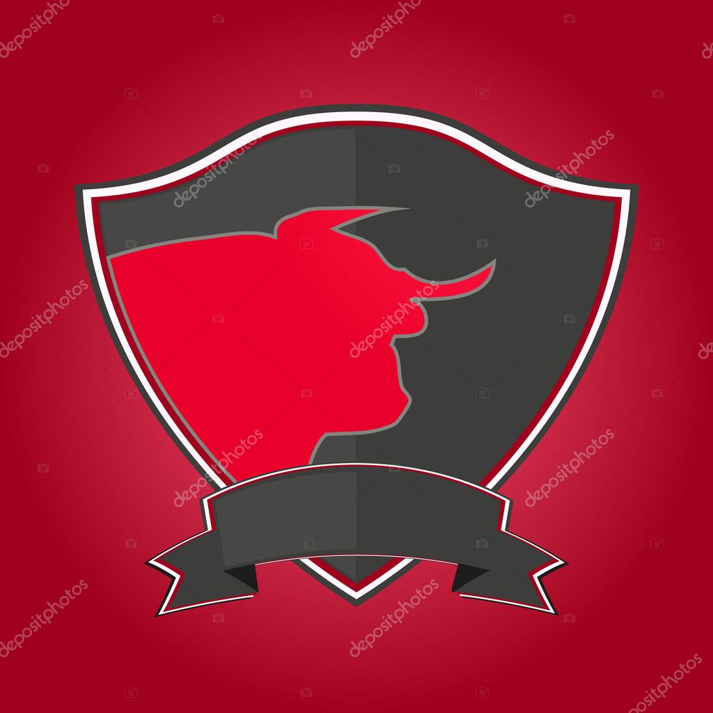 Bull logo on the shield. space for inscriptions or company team