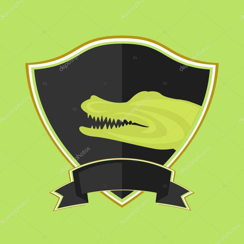 Crocodile logo on the shield. space for inscriptions or company team