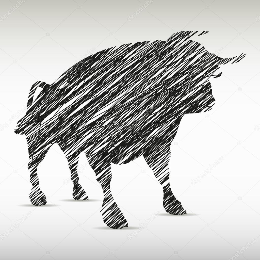Silhouette of a bull drawn. Company `s logo