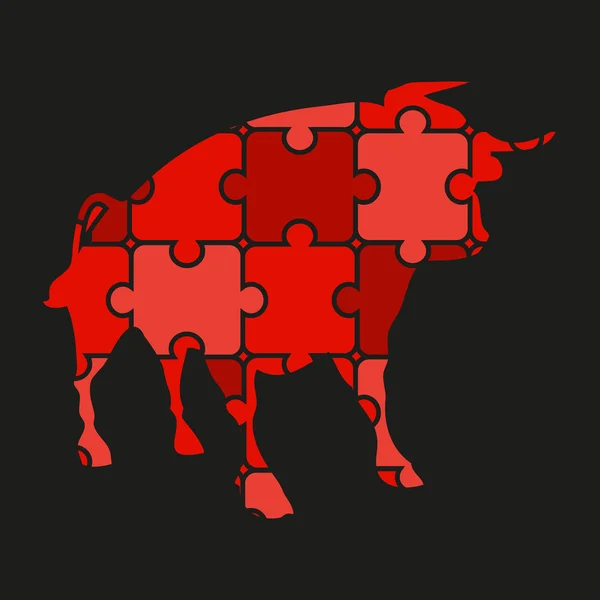 Bull logo of puzzles — Stock Vector