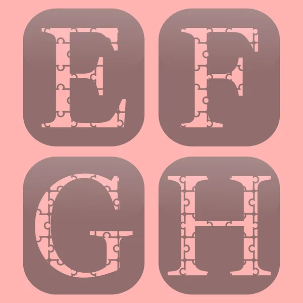 Efgh ensemble de lettres du puzzle — Image vectorielle