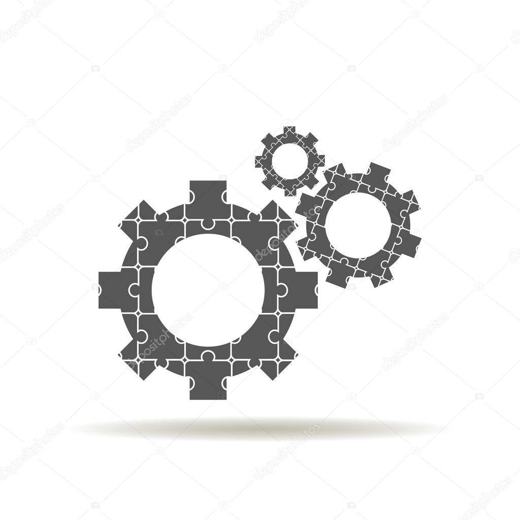 Cogwheel gear mechanism settings logo in puzzles