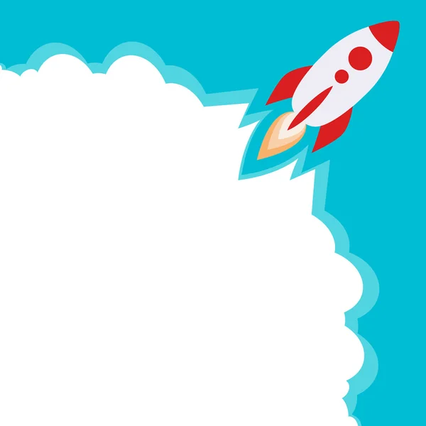 Rocket and clouds. Start a new project — Stock Vector