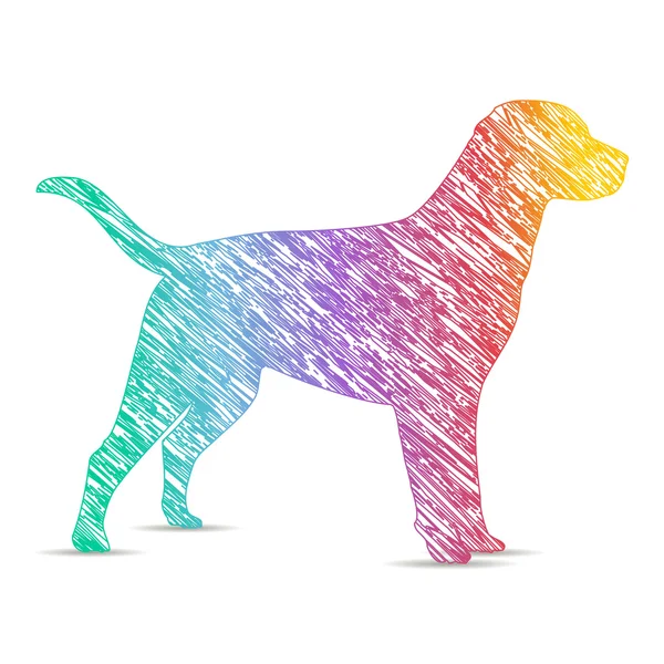 Hund bemalte Regenbogenfarben. Logo — Stockvektor