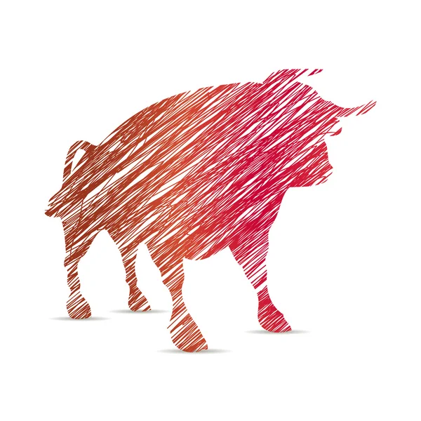 Image élégante dessinée d'un taureau. logo, autocollant — Image vectorielle