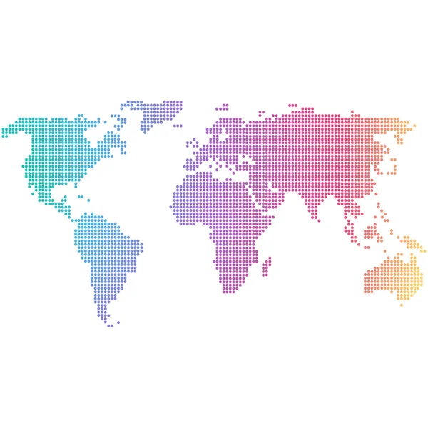Kleurrijke & gestippelde wereldkaart — Stockvector