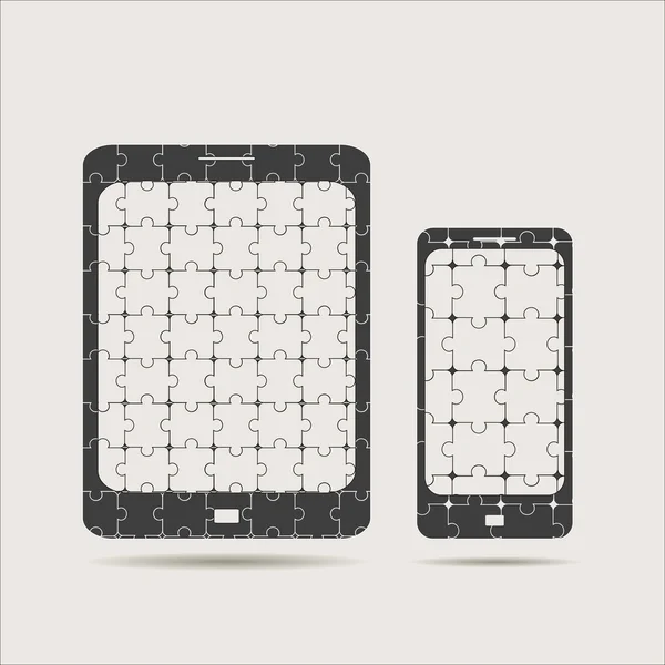 Stilvolles Tablet und Handy des Puzzles — Stockvektor