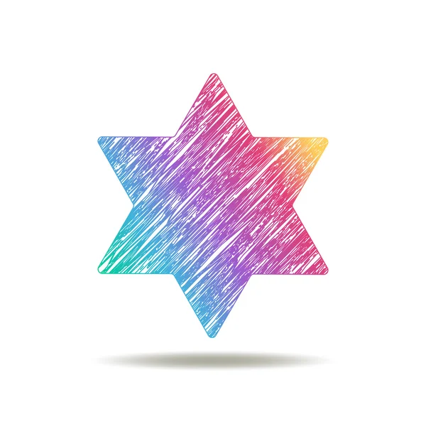 Logo de Estrella de David pintado. colores del arco iris — Vector de stock