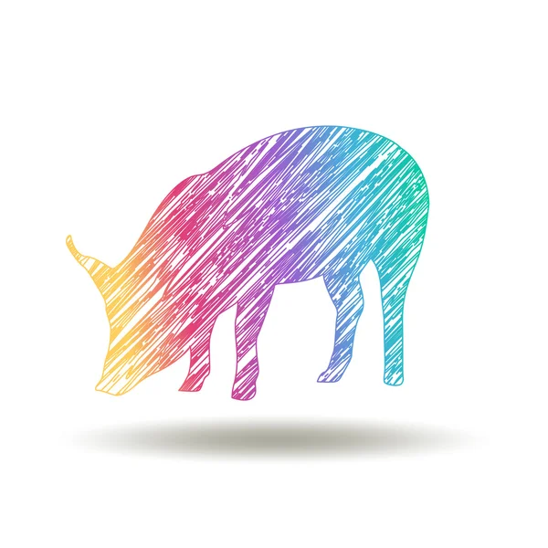 Logo maiale. colori dell'arcobaleno — Vettoriale Stock