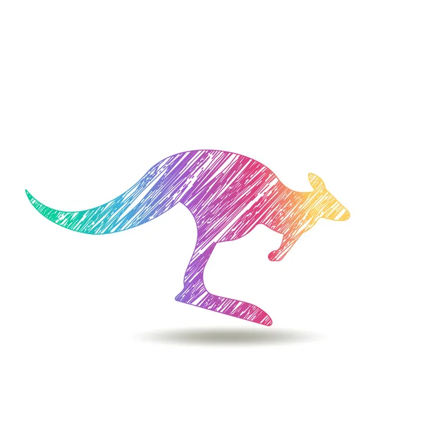 塗られたカンガルーのロゴ。虹の色 — ストックベクタ