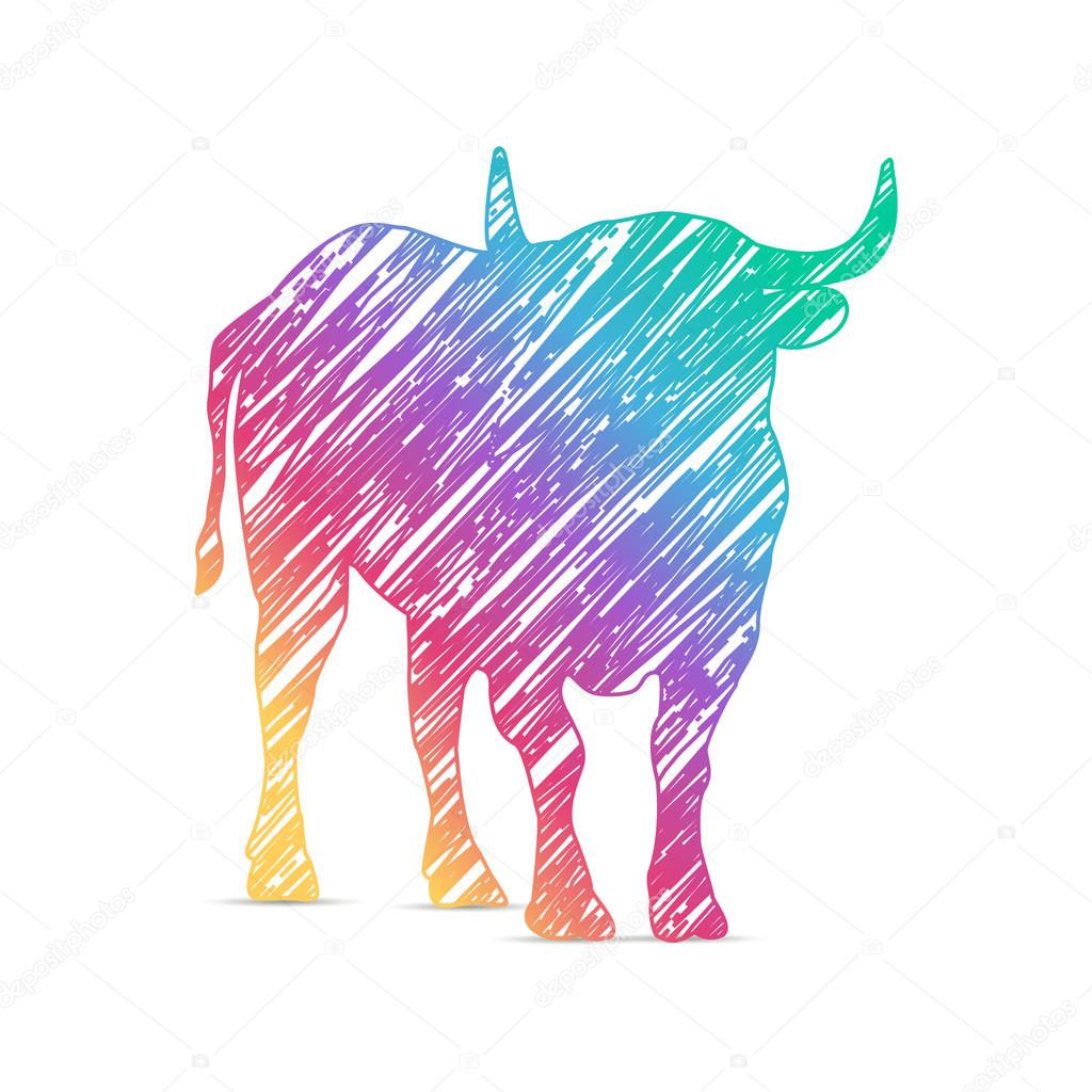 Painted bull. logo icon