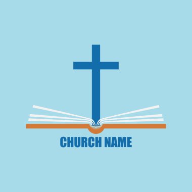 Kilisenin İncil'i bir haç şeklinde için şablonu logo.