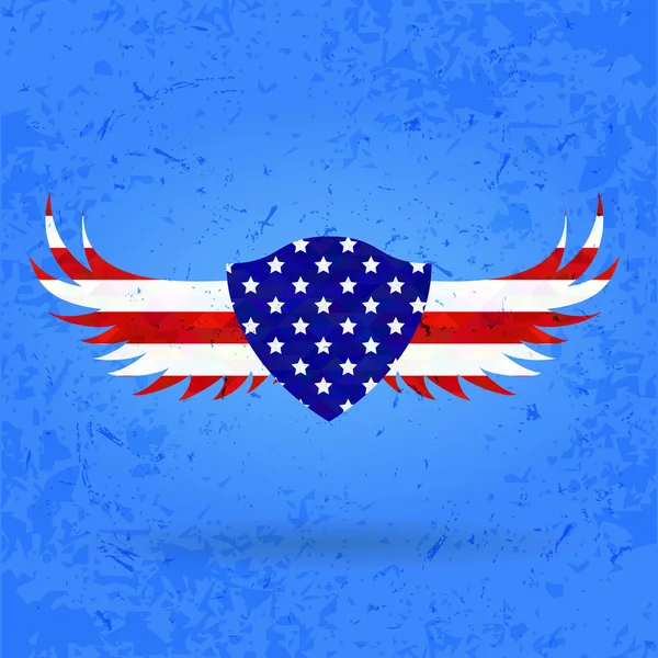 翼の紋章ワシ創造的な背景の抽象的な愛国心。米国の幸せな独立記念日愛国者 — ストックベクタ