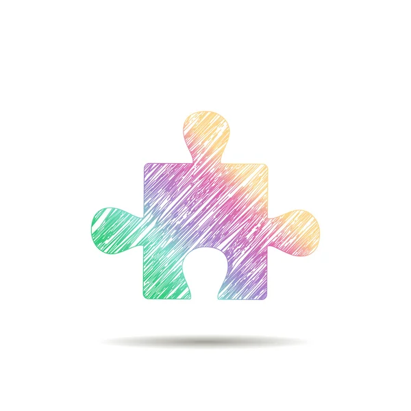 Puzzel logo geschilderd in de kleuren van de regenboog — Stockvector