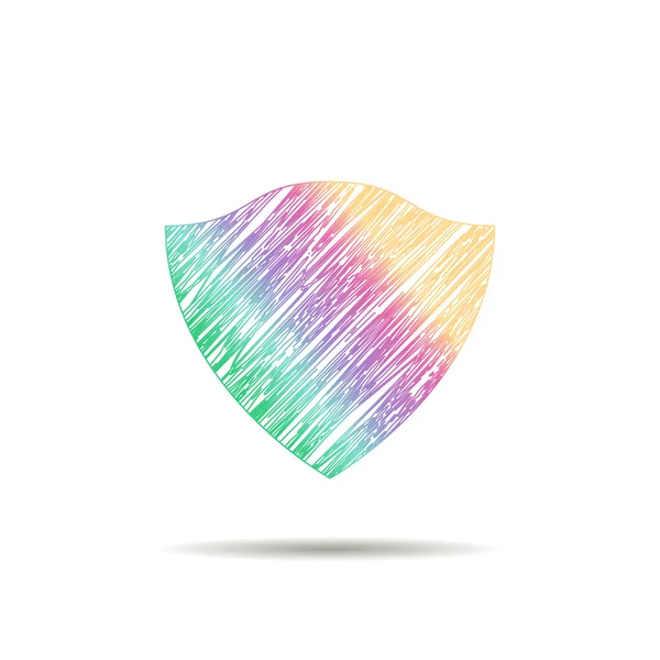 虹の色に描かれているシールドのロゴ — ストックベクタ