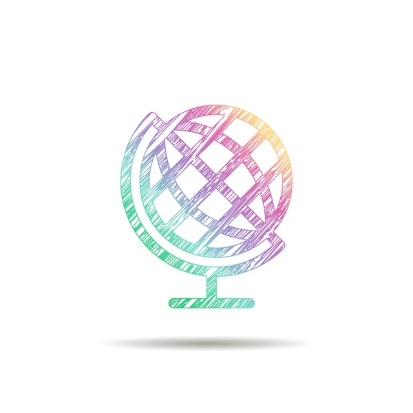 Globe logo geschilderd in de kleuren van de regenboog — Stockvector