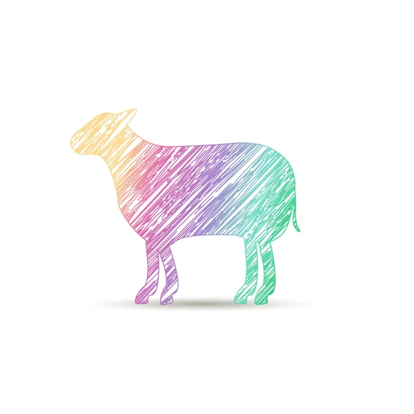 Logo sheep painted with the colors of the rainbow. — Stock Vector