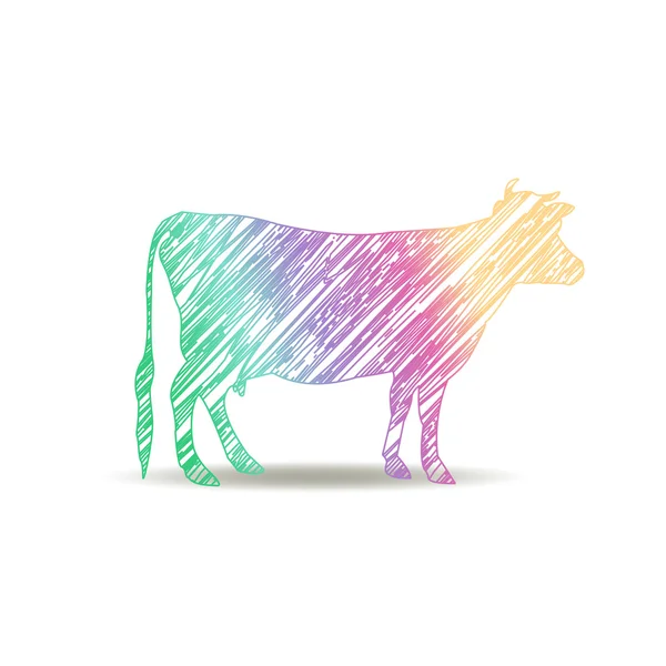 Logo cow painted with the colors of the rainbow. — Stock Vector
