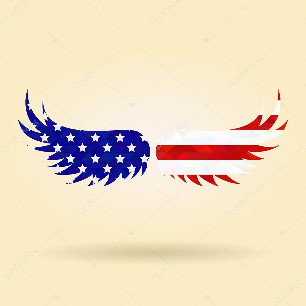 A symbol of the American flag with wings on them