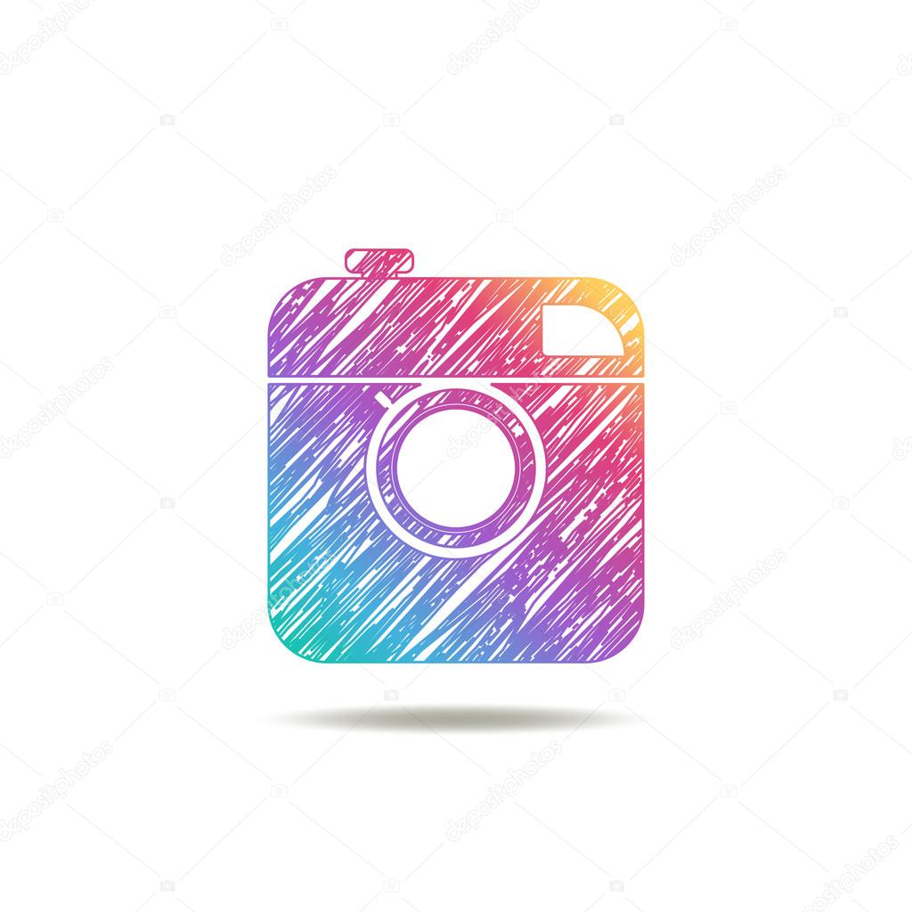Vintage camera painted colors of the rainbow. logo