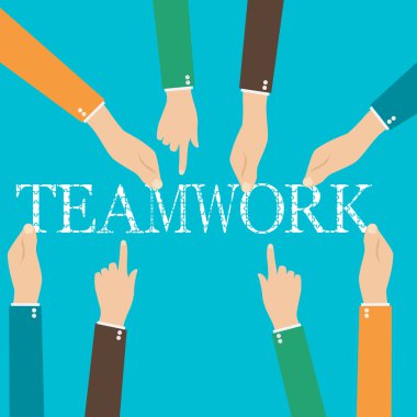 harfler ve insan eli ile yaratıcı ekip çalışması kavramı