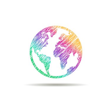 Earth logo. Küre logo simge. Soyut küre logo şablonu. Yuvarlak dünyanın şekli ve dünya küre sembolü, teknoloji simgesi, geometrik dünya.